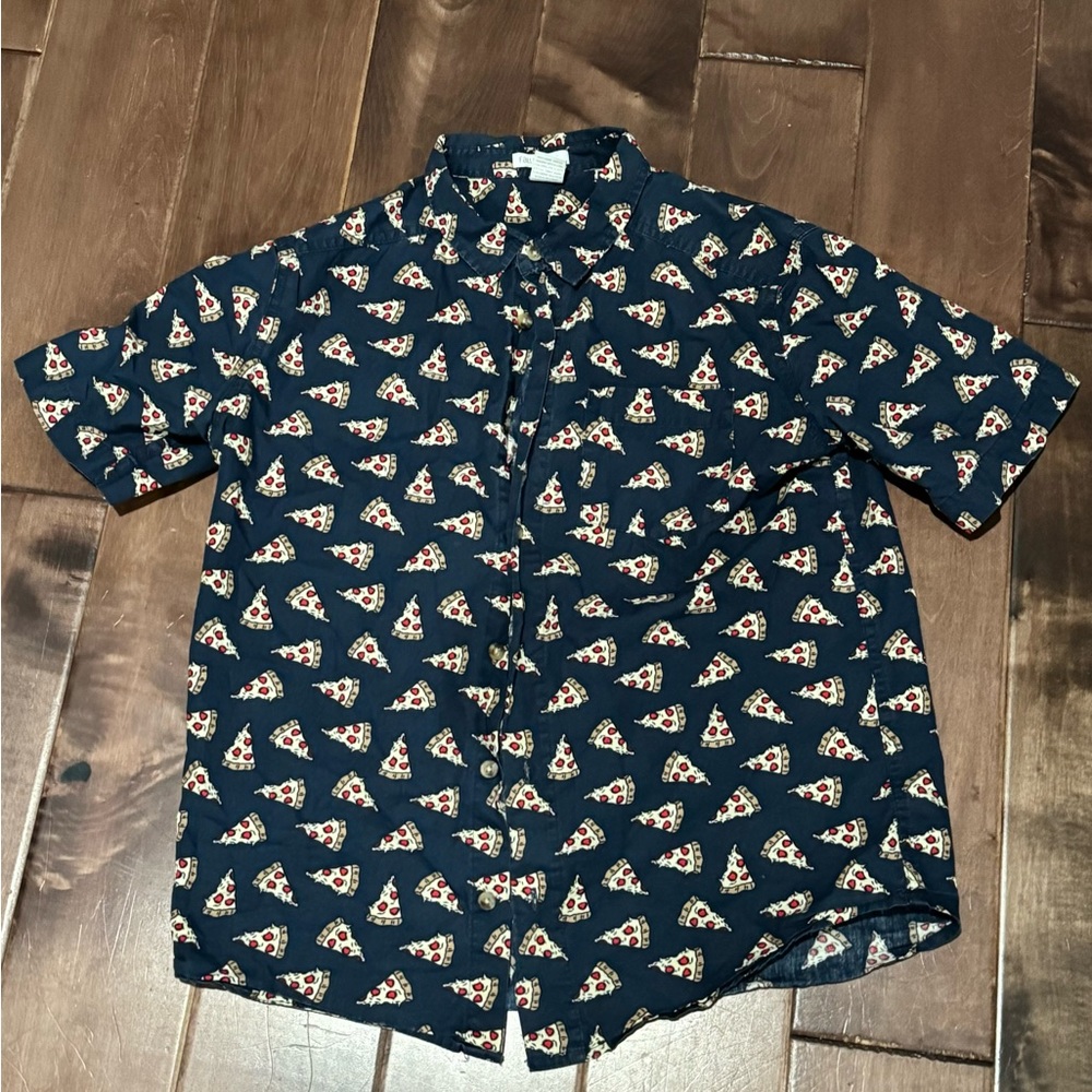 Falls Creek Boys Pizza Button down Shirt Size XL